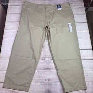 George Men's Regular Fit Straight Leg‎ Pants 50x30 Beige Classic Khaki NWT